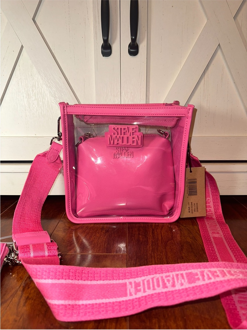 Steve Madden Hot Pink BMEZZA Clear Crossbody with Detachable Pouch